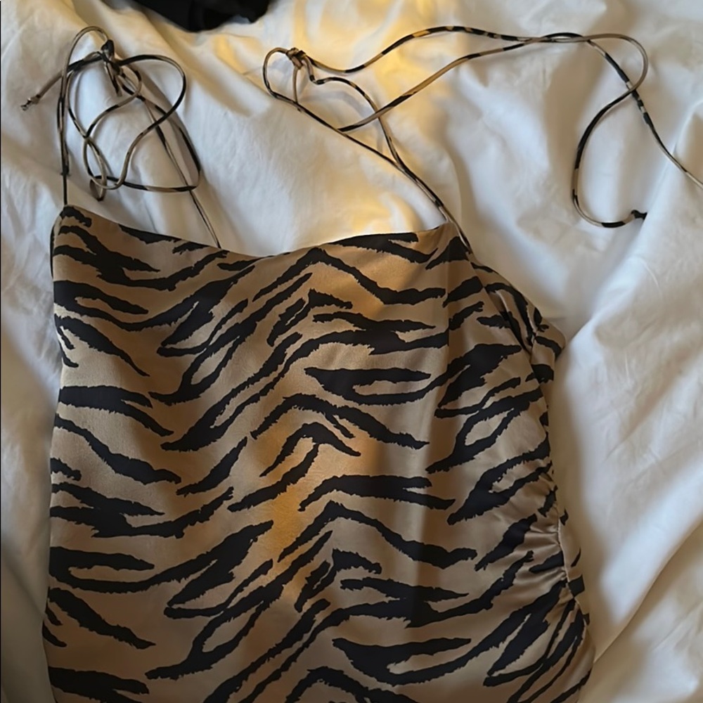Reformation zebra silk chemise